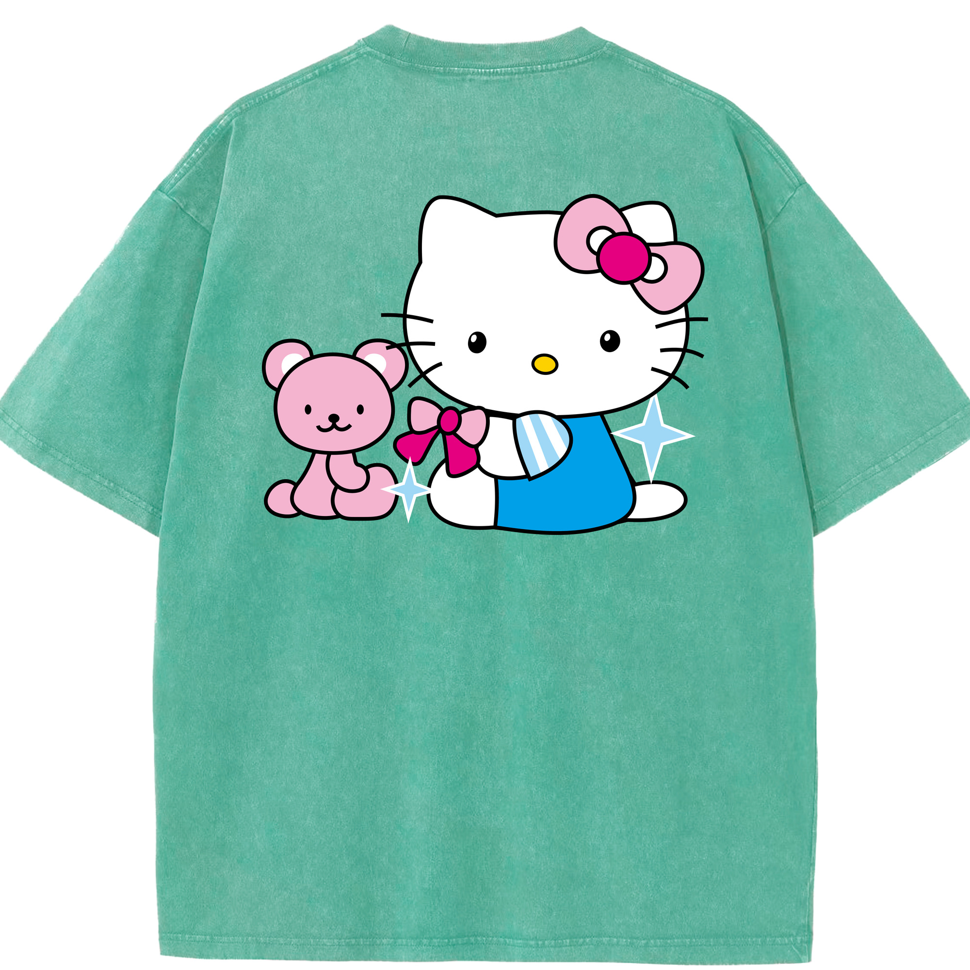 （画像用） Hello Kitty ハローキティ 綿100% ヴィンテージ風 半袖Tシャツ（背面プリント）